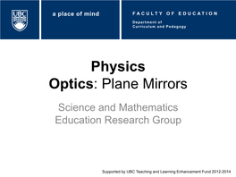 Physics Optics: Plane Mirrors