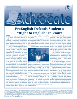 Proenglish Defends Student's “Right to English” in Court