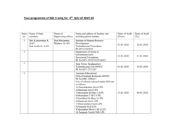 Tour Programme of SGS II Wing for 4Th Qrtr of 2019-20