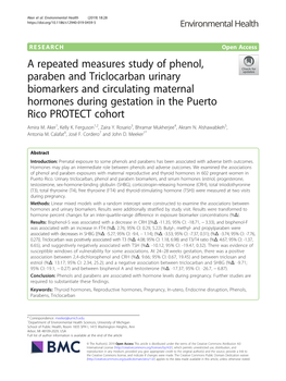 A Repeated Measures Study of Phenol, Paraben and Triclocarban Urinary Biomarkers and Circulating Maternal Hormones During Gestat