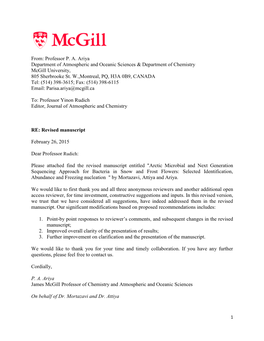 From: Professor P. A. Ariya Department of Atmospheric and Oceanic Sciences & Department of Chemistry Mcgill University, 805 Sherbrooke St