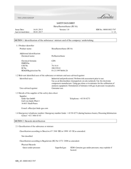 SAFETY DATA SHEET Hexafluoroethane (R116) SECTION 1