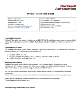 Product Information Sheet