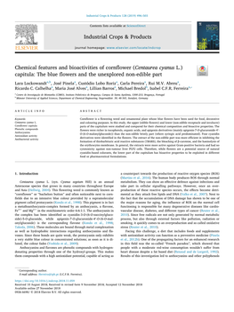 Chemical Features and Bioactivities of Cornflower (Centaurea Cyanus