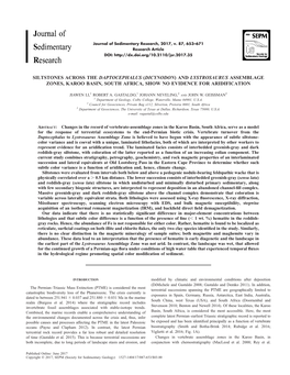 Siltstones Across the Daptocephalus (Dicynodon) and Lystrosaurus Assemblage Zones, Karoo Basin, South Africa, Show No Evidence for Aridification