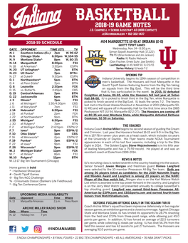 @INDIANAMBB 2018-19 SCHEDULE #24 MARQUETTE (2-0) at INDIANA (2-0)