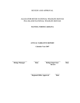 Review and Approval Alligator River National Wildlife Refuge Pea Island