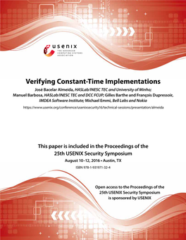 Verifying Constant-Time Implementations