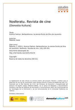 Nosferatu. Revista De Cine (Donostia Kultura)