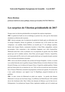 Les Surprises De L'élection Présidentielle De 2017