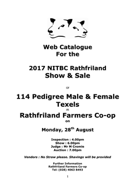 Show & Sale 114 Pedigree Male & Female Texels Rathfriland Farmers