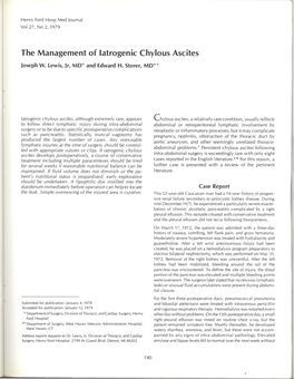 The Management of Iatrogenic Chylous Ascites