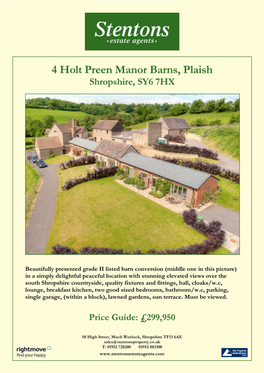 4 Holt Preen Manor Barns, Plaish Shropshire, SY6 7HX