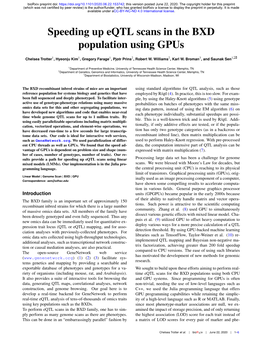 Speeding up Eqtl Scans in the BXD Population Using Gpus