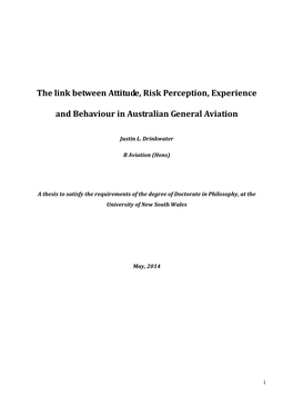 The Link Between Attitude, Risk Perception, Experience and Behaviour in Australian General Aviation