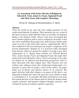 48 an Assessment of the Early Theories of Religion by Edward B