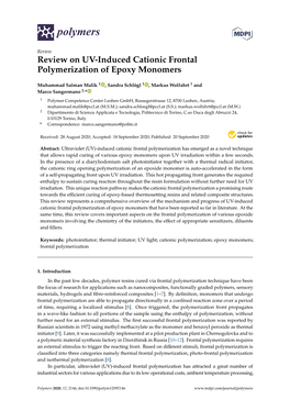 Review on UV-Induced Cationic Frontal Polymerization of Epoxy Monomers