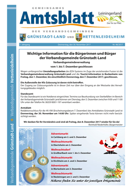 Verbandsgemeinde Grünstadt-Land Verbandsgemeinde Hettenleidelheim