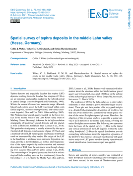 Spatial Survey of Tephra Deposits in the Middle Lahn Valley (Hesse, Germany)