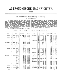 On the Latitude of Harvard College Observatory