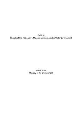 FY2016 Results of the Radioactive Material Monitoring in the Water Environment
