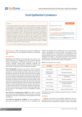 Oral Epithelial Cytokines