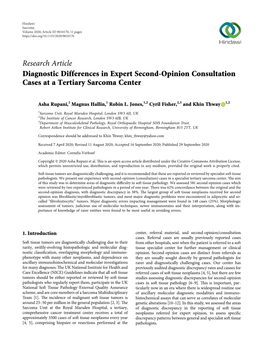 Diagnostic Differences in Expert Second-Opinion Consultation Cases at a Tertiary Sarcoma Center