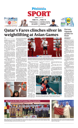 Qatar's Fares Clinches Silver in Weightlifting at Asian Games