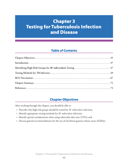 Chapter 3 Testing for Tuberculosis Infection and Disease