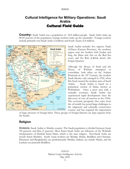 Saudi Arabia Cultural Field Guide
