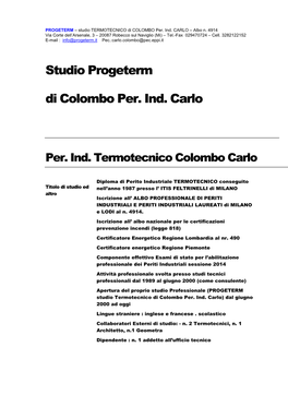Studio Progeterm Di Colombo Per. Ind. Carlo