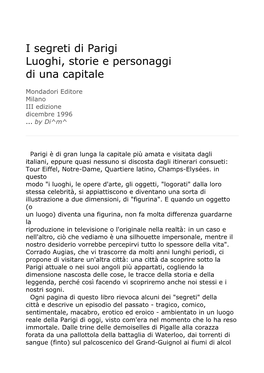 I Segreti Di Parigi Luoghi, Storie E Personaggi Di Una Capitale