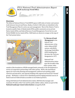 FY15 National Trail Administrators Report BLM Anchorage Field Office