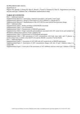 SUPPLEMENTARY DATA Supplement To: Pigeyre M, Sjaarda J, Chong M, Hess S, Bosch J, Yusuf S, Gerstein H, Paré G