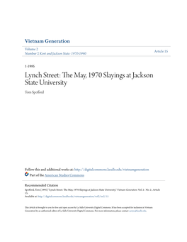 Lynch Street: the May, 1970 Slayings at Jackson State University