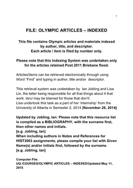 File: Olympic Articles – Indexed