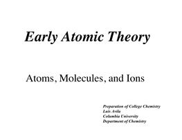 Early Atomic Theory