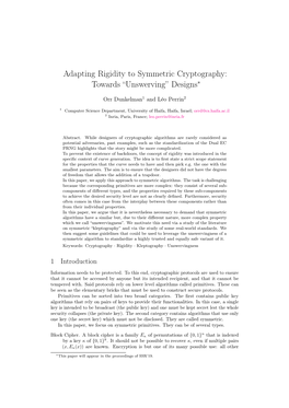 Adapting Rigidity to Symmetric Cryptography: Towards “Unswerving” Designs∗