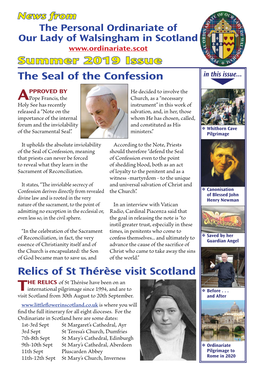 The Seal of the Confession Relics of St Thérèse Visit Scotland Summer