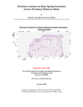 Structure Contours on Bone Spring Formation (Lower Permian), Delaware Basin