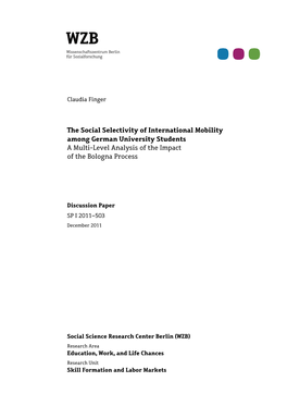 The Social Selectivity of Internal Mobility Among German University Student