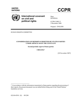 International Covenant on Civil and Political Rights Is an International Legal Instrument of the United Nations, Dating from 1966 (Hereinafter: “The Covenant”)