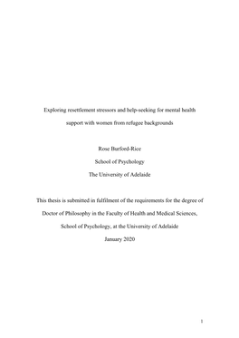 Exploring Resettlement Stressors and Help-Seeking for Mental Health