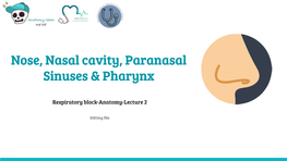 Nose, Nasal Cavity, Paranasal Sinuses & Pharynx