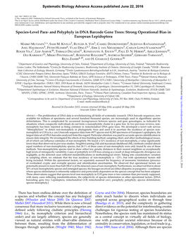 And Polyphyly in DNA Barcode Gene Trees: Strong Operational Bias in European Lepidoptera