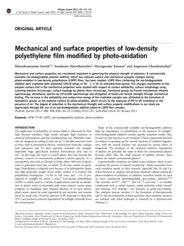 Mechanical and Surface Properties of Low-Density Polyethylene Film