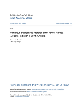 Multi-Locus Phylogenetic Inference of the Howler Monkey (Alouatta) Radiation in South America