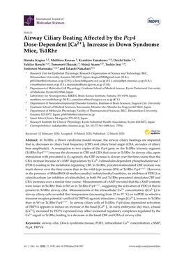 Airway Ciliary Beating Affected by the Pcp4 Dose-Dependent [Ca ]I