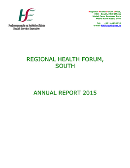 Regional Health Forum, South Annual Report 2015