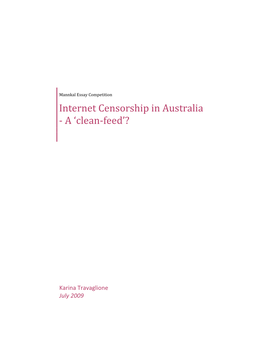 Internet Censorship in Australia - a ‘Clean-Feed’?